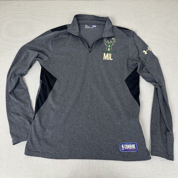 Under Armour Milwaukee Bucks 1/4 Zip Pullover NBA Combine Mens Medium Fitted - Picture 3 of 8